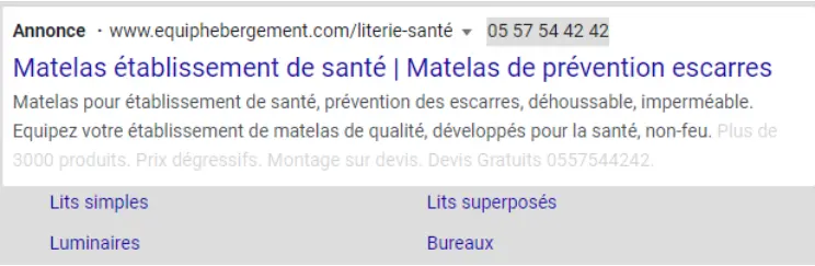 exemple d'annonce responsive sur une campagne Search de Google Ads
